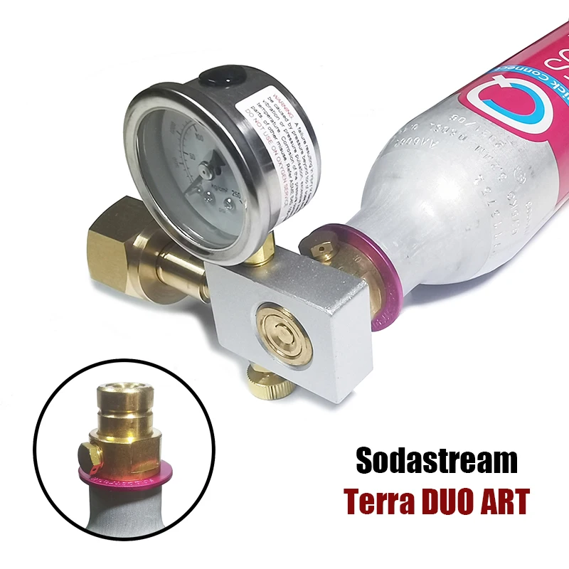 Adaptador de estación de llenado de recambio de ciclo de CO2 Terra DUO ART de agua con calibre, botella de tanque de conexión rápida W21.8 G3/4 CGA320 - imagen 3