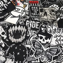 Parche bordado calavera blanco y negro – Termoadhesivo para chaqueta