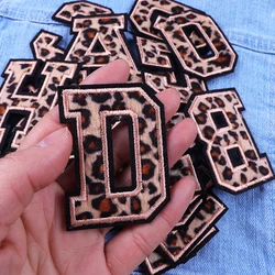 26 leopard Print Eglish Letter Patch Embroiery Patch For Clothes Hat Shose Bags Sew Stickers Embroidered Patches On Clothes DIY