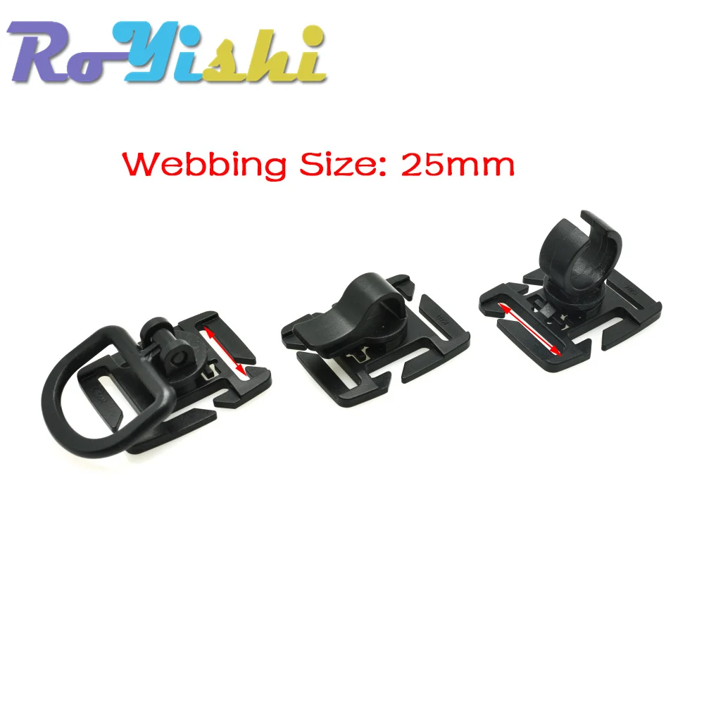 Correa de esternón de rotación MOLLE, soporte de Clip de tubo, hebilla, correas, 25mm, negro - imagen 3