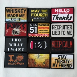 Parche de advertencia del ejército, insignia de moral táctica, parches de gancho y bucle impresos para ropa, pegatina de equipo militar