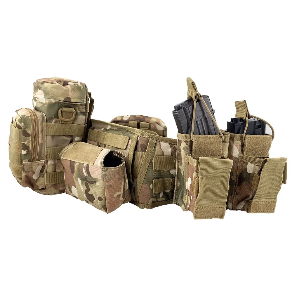 Cinturón táctico para exteriores, cinturón combinado MOLLE, cinturón Molle multifuncional con almacenamiento, juego de cinco herros, bolsa de herramientas - imagen 2