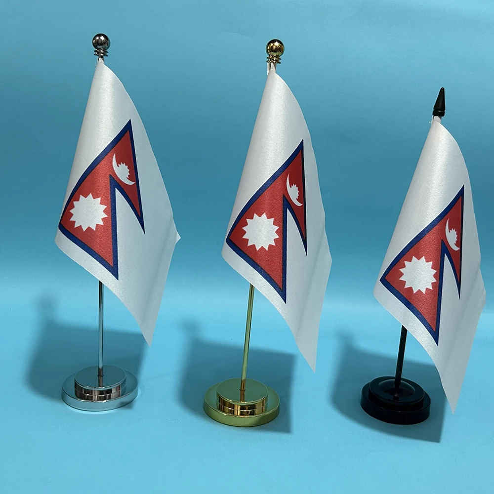 BANDERA DE SKY Bandera de escritorio de oficina Bandera de Nepal 14x21 cm Bandera de poliéster de Nepal Bandera nacional Bandera de país Adornos de escritorio Banderas
