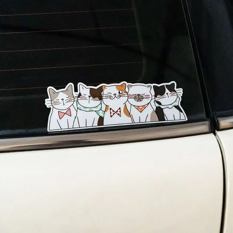 Pegatinas reflectantes impermeables para motocicleta eléctrica, pegatinas de protección solar para el cuerpo, con batería de gatos de dibujos animados - imagen 2