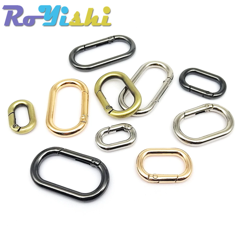 Anillo ovalado de Primavera que se puede abrir para bolso de cuero, hebilla de correa de bolso, llavero de conexión, colgante, cadena de perro, mosquetón de cierre a presión, 5 uds. - imagen 5