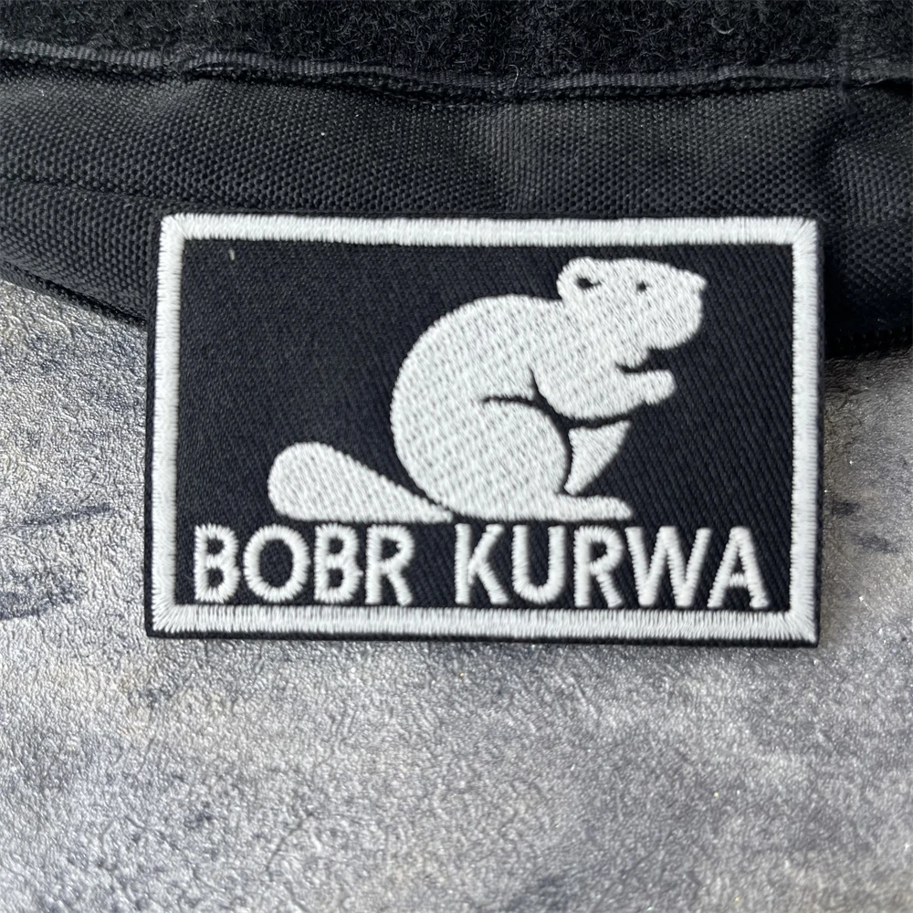 Parches bordados de gancho y bucle Bobr Kurwa para ropa, pegatinas decorativas para mochila con emblema de moral táctica militar - imagen 3