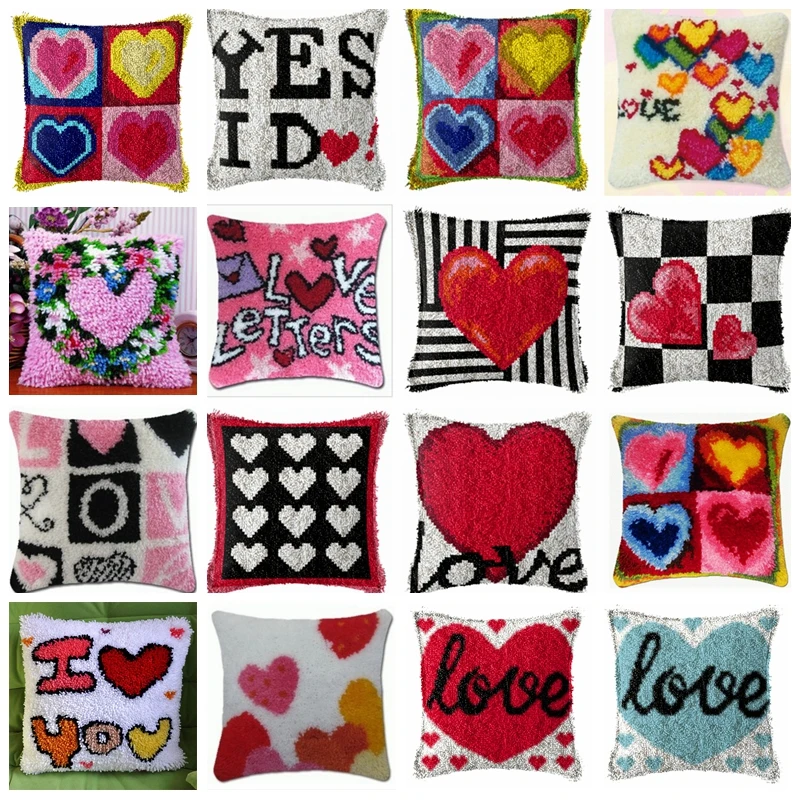 Kits de cojines con gancho de pestillo de amor y corazón, funda de almohada de ganchillo, Hobby y manualidades, hilo DIY para funda de cojín bordada, almohadas para sofá cama