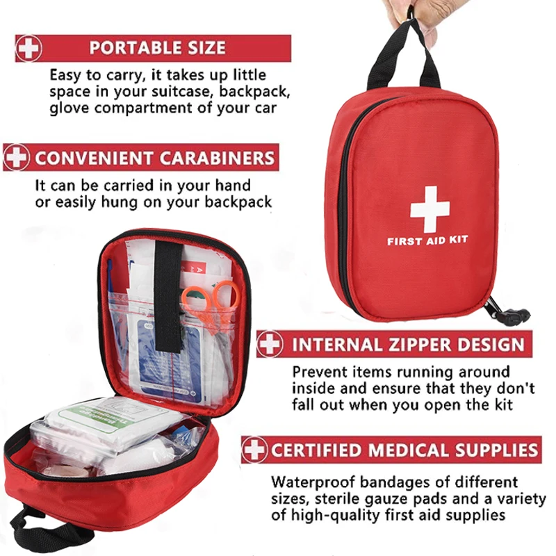 Kit de primeros auxilios familiar portátil, viaje al aire libre, Camping, medicina, Kit de supervivencia de emergencia, almacenamiento en capas, bolsa de primeros auxilios - imagen 3