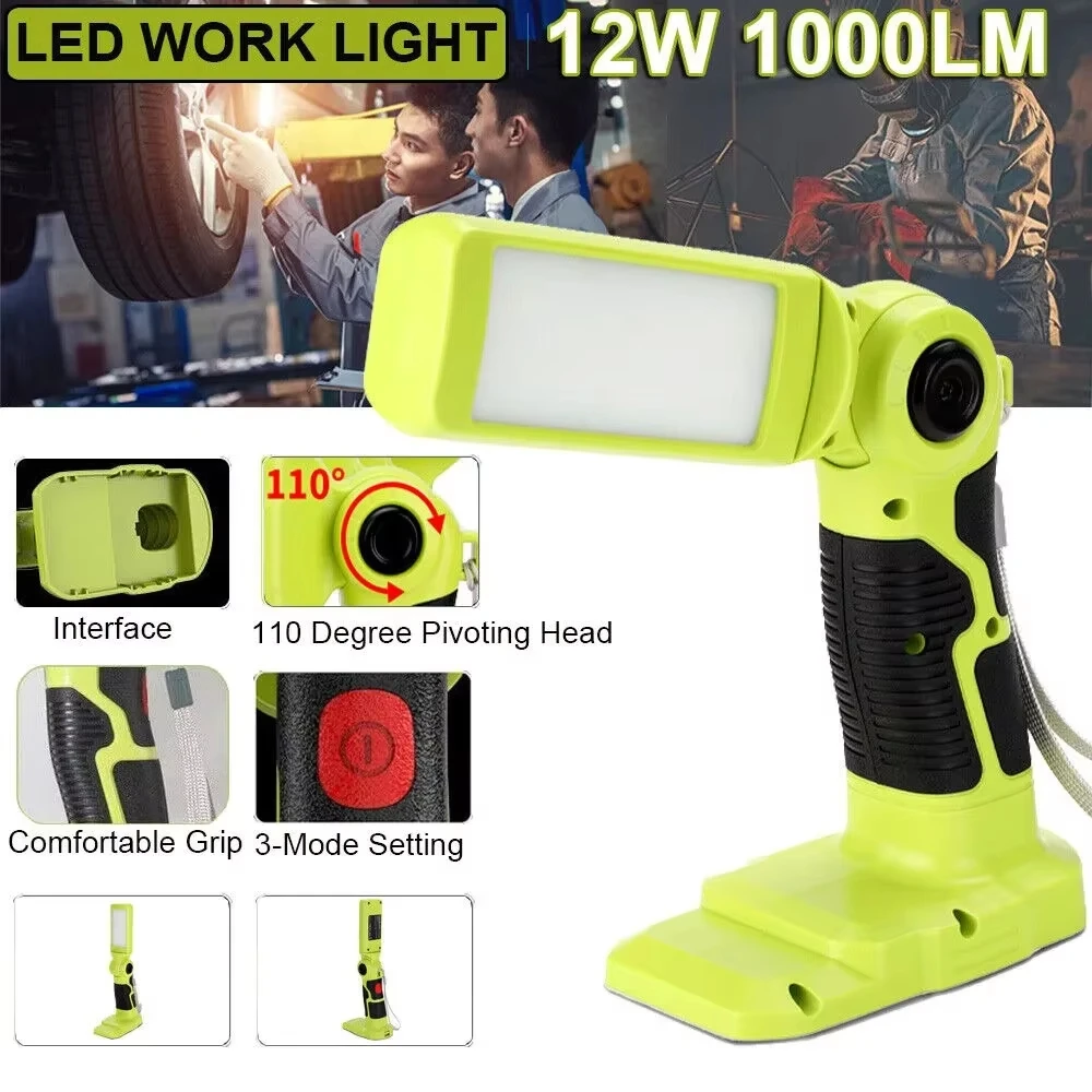 Linterna inalámbrica para Ryobi, batería de iones de litio de 18V, luz LED de trabajo, foco de luz de trabajo manual, lámpara de exterior, lámpara de escritorio con USB - imagen 4