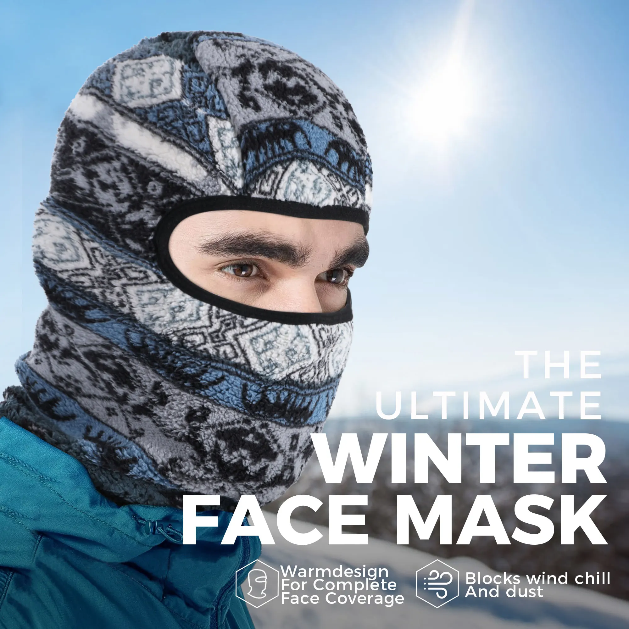 Pasamontañas para ciclismo, casco de lana, máscara facial completa, máscara cálida, esquí, bicicleta, deportes de ciclismo, pasamontañas, sombrero, accesorios de invierno para exteriores - imagen 2