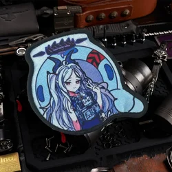 Parche táctico impreso con archivo azul, parches con emblema de gancho y bucle, insignia de moral militar, pistola de Anime del ejército, brazalete para niñas, pegatinas para mochila