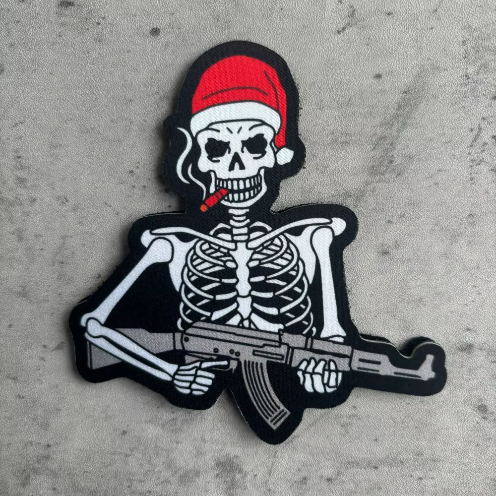 Parche táctico velcro calavera navideña – Moral militar - imagen 3