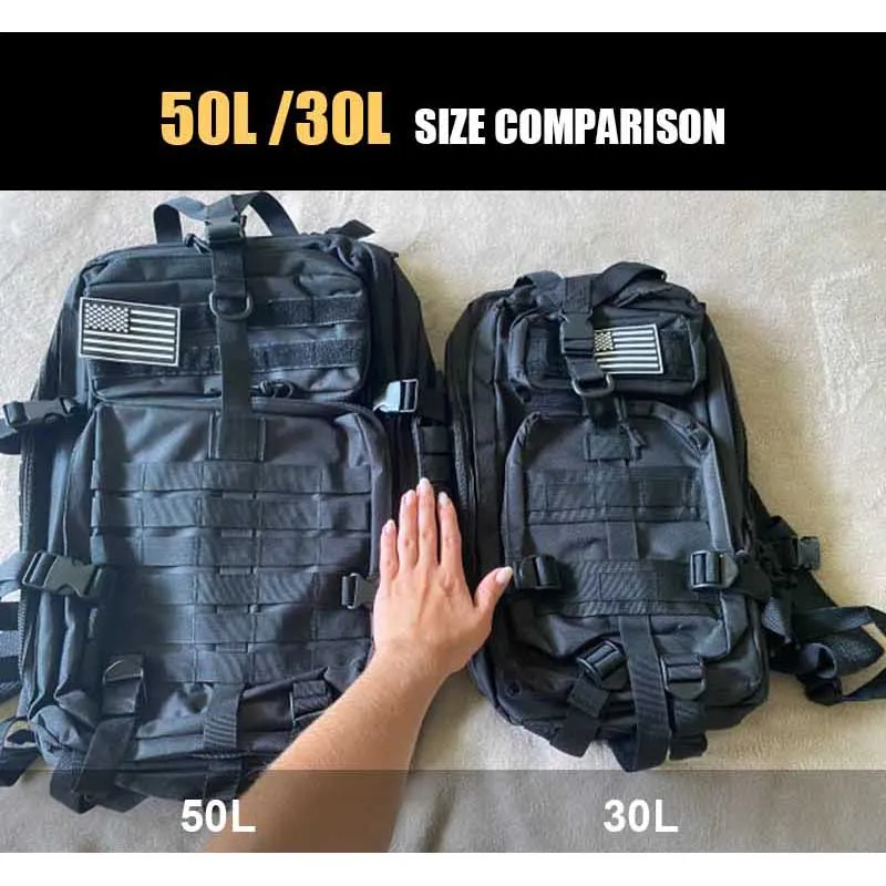 Mochila táctica militar de 30L o 50L para hombre, bolsa de senderismo para exteriores, mochila de asalto 3P para caza, Camping y pesca - imagen 5