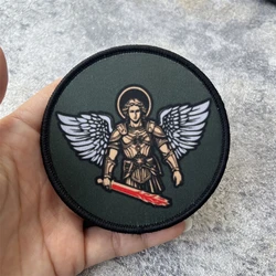 San Miguel me protegendo. Parche de insignia de moral, parches de gancho y bucle impresos tácticos militares para pegatinas de mochila de ropa