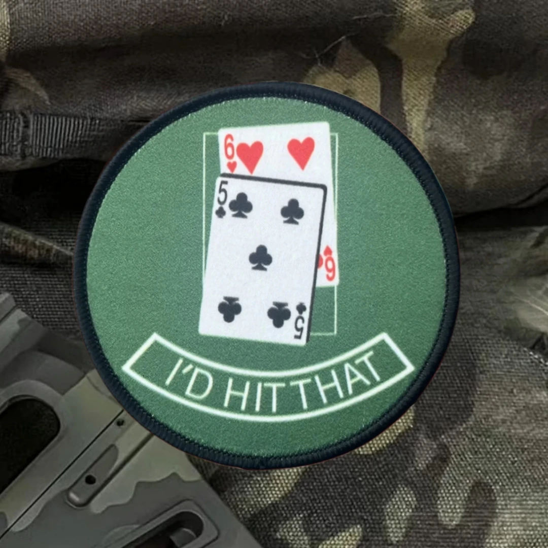 Cartas de póker "I'd Hit That", insignia de moral divertida, parches impresos para ropa, brazalete militar táctico, pegatinas para mochila con gancho - imagen 4