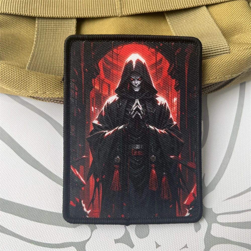 Parche táctico de moral de mago esqueleto, brazalete militar, parches de gancho y bucle impresos, pegatina para mochila de ropa - imagen 3