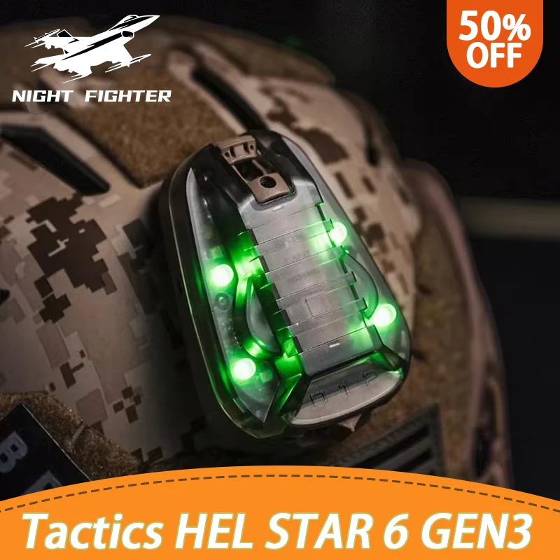 WADSN HEL STAR-Casco deportivo Airsoft 6 GEN3, luz azul, verde, rojo, IR estroboscópico, impermeable, lámpara de Flash de señal de seguridad para supervivencia al aire libre