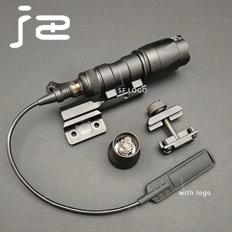 SF-minilinterna táctica de Metal para arma de caza, luz LED de explorador con interruptor de presión y Base, 500 lúmenes, M300C, M300, M600C - imagen 2