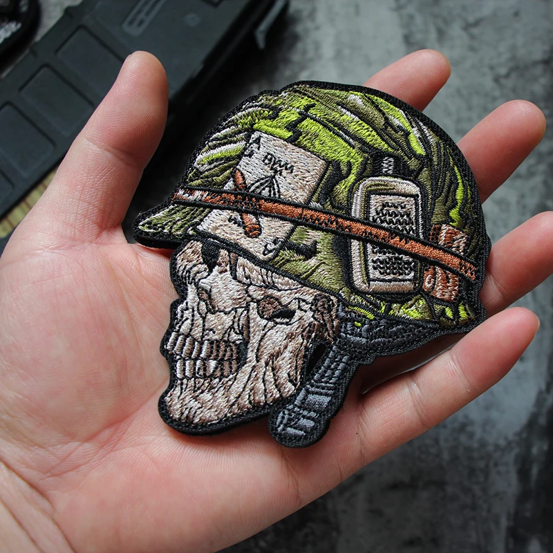 Parches bordados de soldado esqueleto para casco, insignias tácticas militares de calavera médica para ropa, chaleco, bolsa, decoración DIY - imagen 3