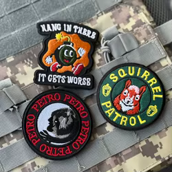 Parche de Patrulla de Ardillas, Insignia Táctica de Morale de Zarigüeya, Parches Bordados con Gancho y Bucle para Ropa, Adhesivo para Equipo Militar