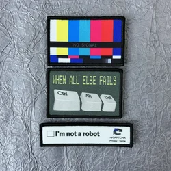 TV sin apliques de señal para ropa cuando todo lo demás fallos Ctrl + Alt + Del parche militar parches tácticos de gancho y bucle mochila