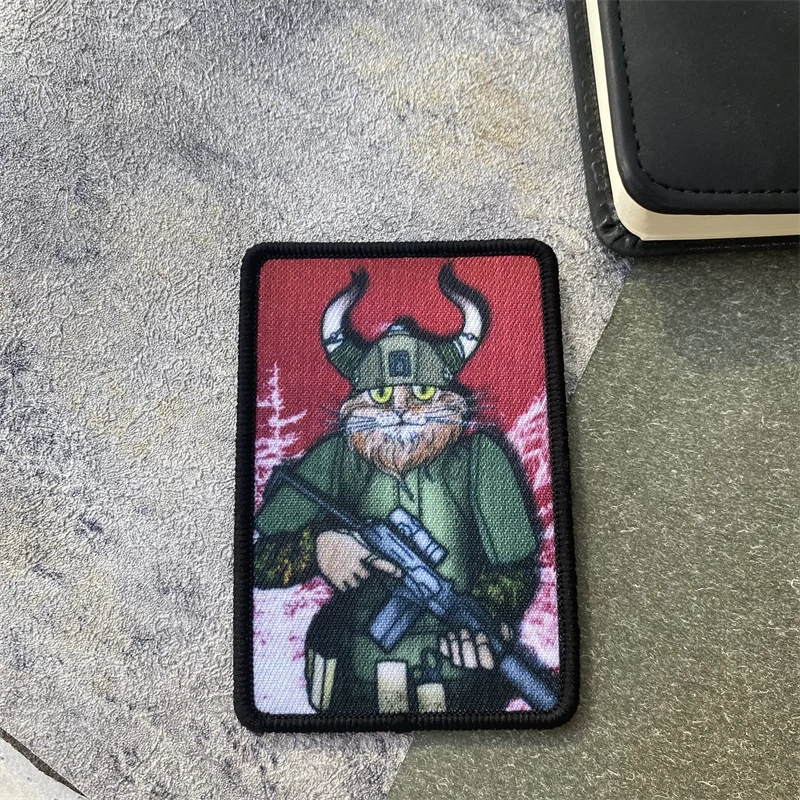 Parche de equipo militar táctico "Cat Viking", insignia de moral, brazalete, gancho y bucle, ropa, chaleco, mochila, accesorios, pegatinas - imagen 5