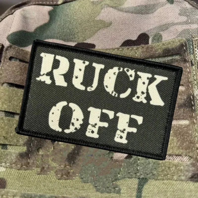 Parche con estampado táctico "RUCK OFF" para ropa, insignia de moral, parche militar con gancho, pegatina para mochila, brazalete - imagen 4
