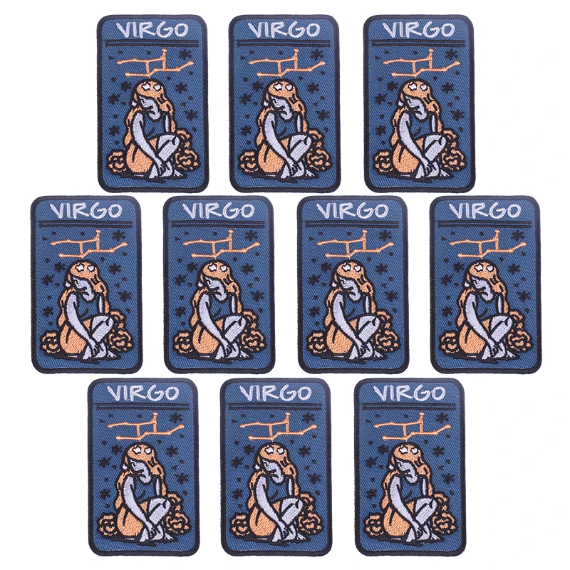 10 unids/lote 12 signos del zodiaco parche bordado hierro en constelación personalizada insignia bordada para chaqueta bolso sombrero estrella personalizada - imagen 4