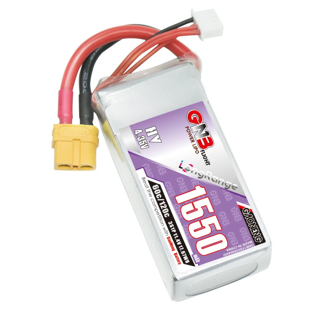 Batería Lipo para Dron de control remoto, pila de 11,4 V, 1550mAh, actualización 120C, GNB 3S, para cuadricóptero, helicóptero, coche, barco, RC, 11,4 V - imagen 4