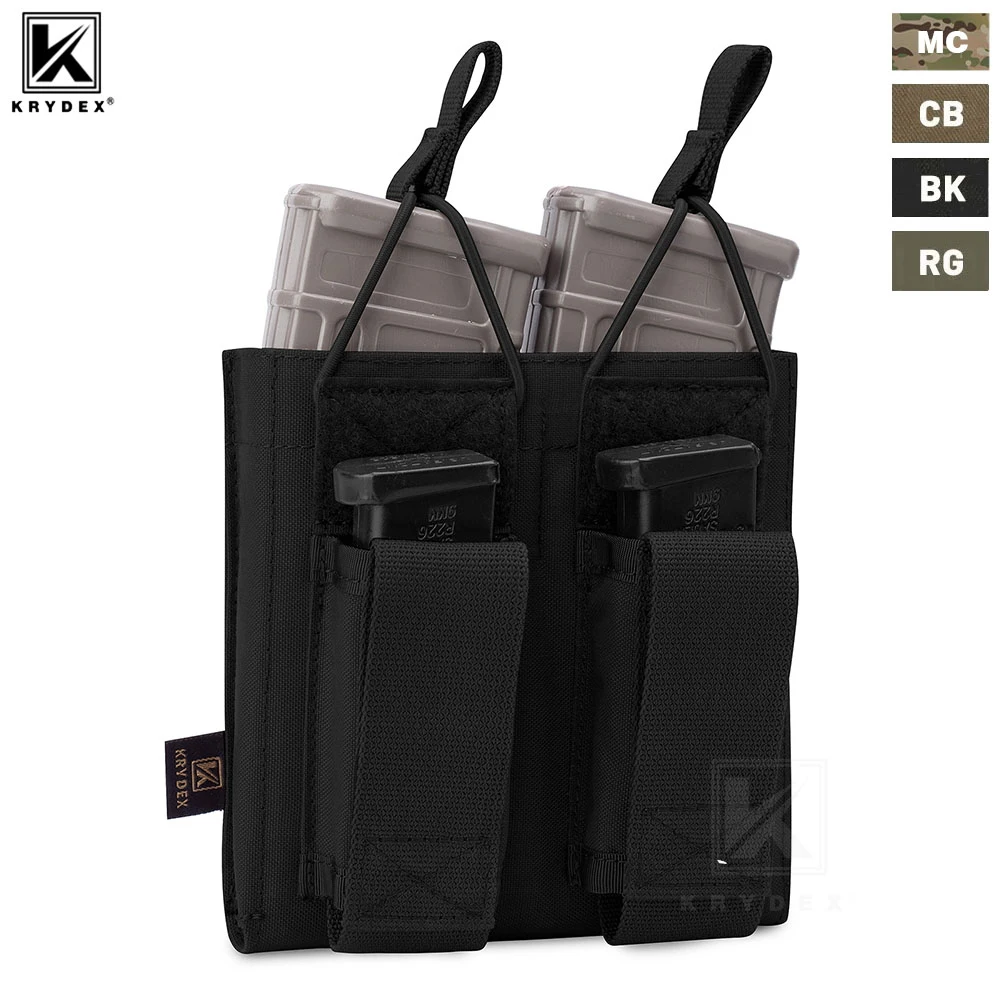 KRYDEX bolsa táctica doble para revistas 556 M4 M16 AR15 Rifle 9mm pistola Mag bolsas portador negro accesorios de tiro
