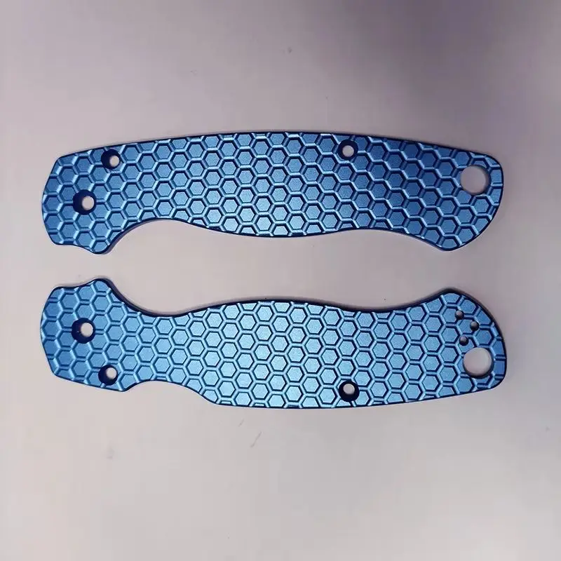 Básculas de mango de agarre de cuchillo con patrón de panal hechas de aluminio personalizadas para cuchillo Spyderco C81 Paramilitary2 Para2 genuino, pieza de repuesto - imagen 2