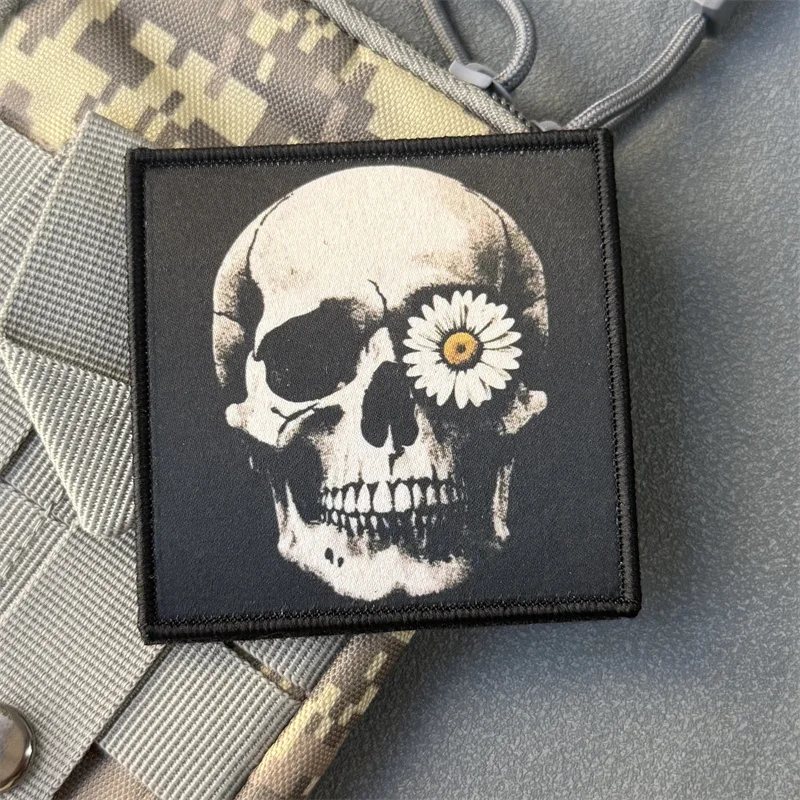Parche táctico "cráneo", insignia de moral militar, impresión de gancho y bucle, mochila, accesorios de decoración de ropa, pegatinas, brazalete - imagen 5