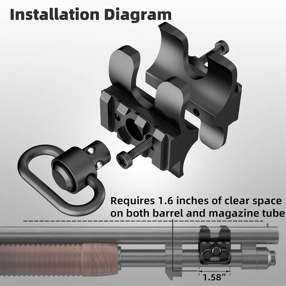 Soporte de abrazadera de barril táctico, soporte de alcance para linterna con eslinga QD, abrazadera de tubo de riel Picatinny giratoria, soporte láser para linterna - imagen 3