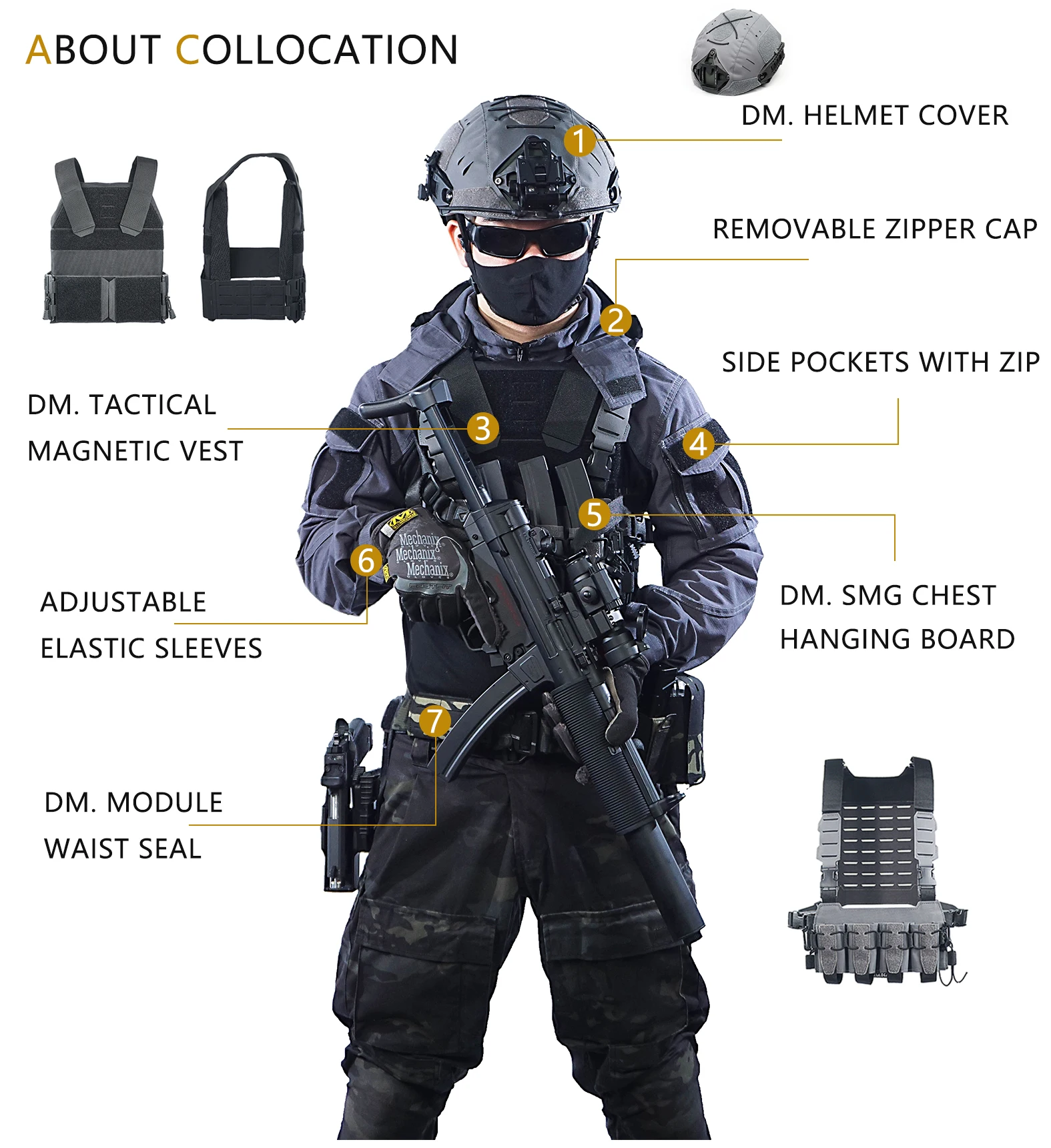 [TRN]BAC-uniforme táctico de combate, camisa fina de primavera y otoño, color negro, gris, Industrial Strike SP2 - imagen 2