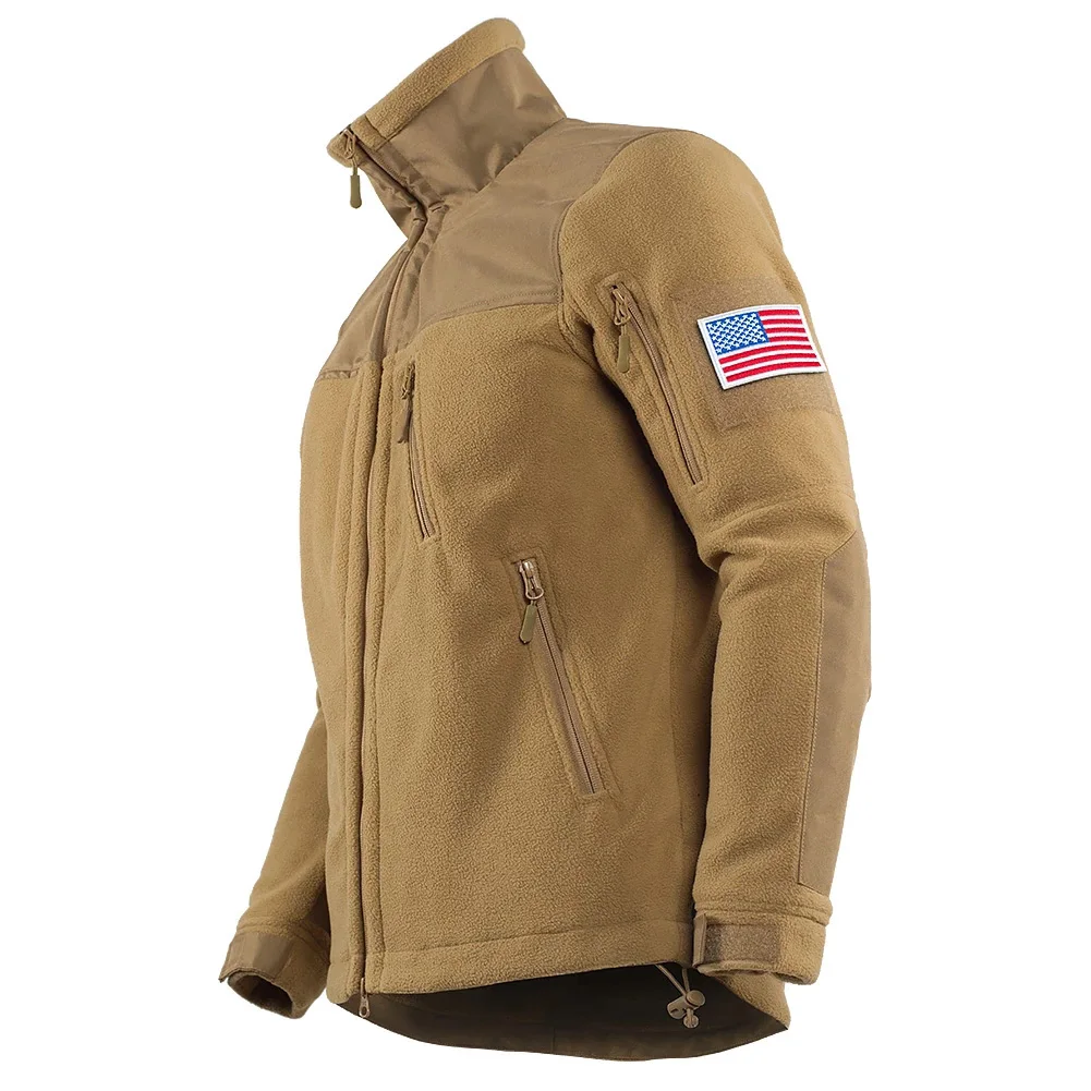 Chaqueta táctica de lana para hombre, abrigo térmico del ejército militar, abrigos de trabajo de camuflaje para acampar al aire libre, cuello alto, Invierno - imagen 4