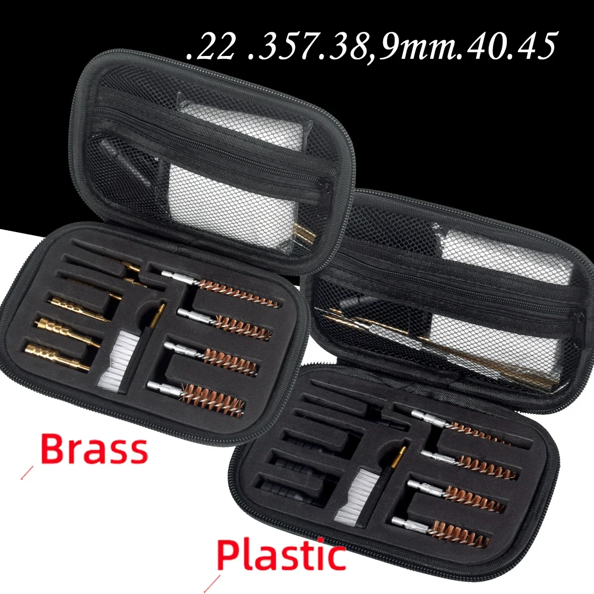 Kit de limpieza de pistola, herramienta de cepillo de barril, parches de algodón de 9mm, juego de alfombrillas, varilla Universal, accesorios de caza G19 M16 AR15 AK74 - imagen 4