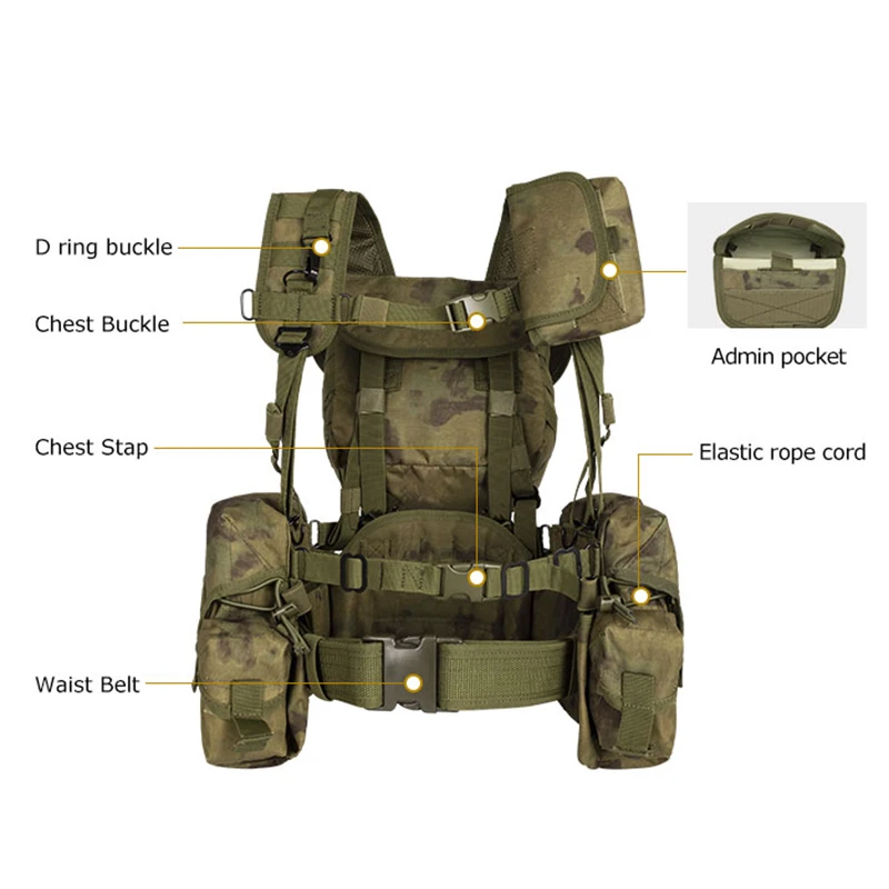 YAKEDA-Chaleco táctico para el pecho, aparejo MOLLE para combate, senderismo al aire libre, caza, senderismo, mochila 3D, banda para el vientre duradera de secado rápido - imagen 5