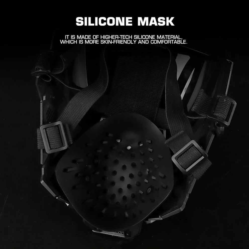Máscara de comandante táctico Cyberpunk, máscara protectora de cara completa para Paintball Airsoft, equipo de lente antiniebla desmontable de doble cara - imagen 4