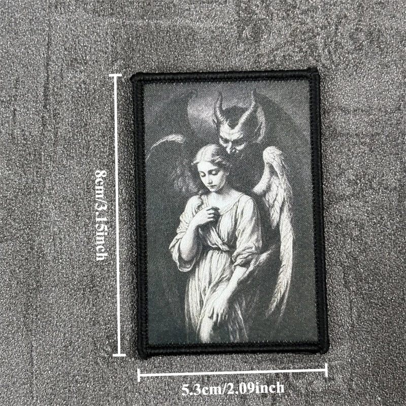 Parche táctico impreso "ángeles y demonios", insignia de moral militar, parches con gancho, ropa, mochila, accesorios, pegatinas - imagen 3
