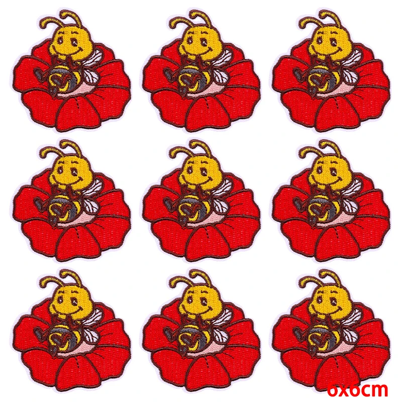 Parche bordado de animales de dibujos animados para planchar en la ropa, parches bordados de flores para ropa, pegatinas de apliques, 10 piezas por lote - imagen 2