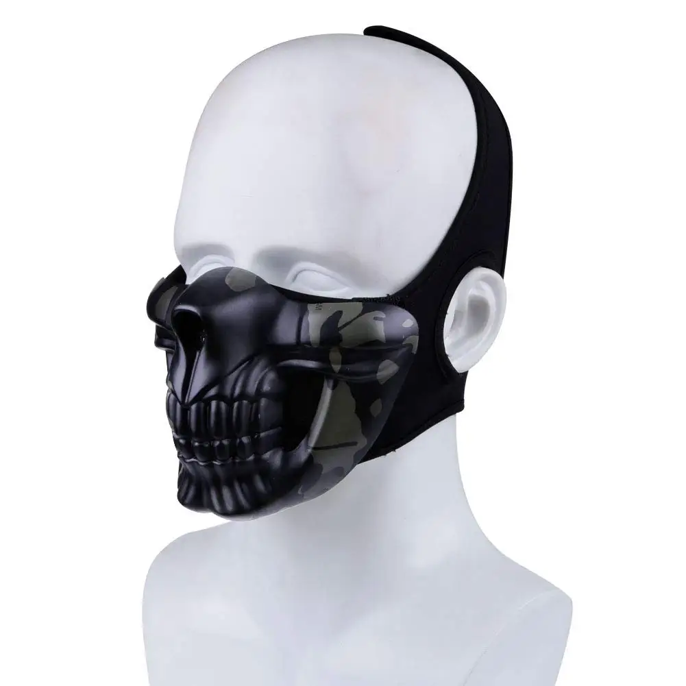 Gran oferta, máscara de media cara de demonio táctico con calavera para Paintball, Cosplay, disfraz de Halloween, fiesta, juego CS, Hockey, ciclismo - imagen 3