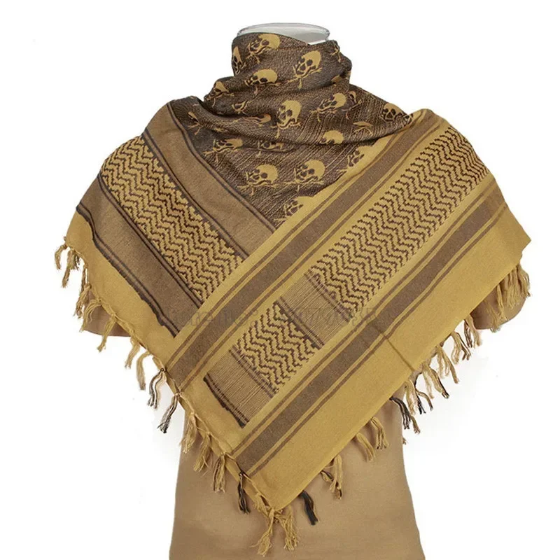 Bufanda táctica árabe Keffiyeh Shemagh, chal de algodón para invierno, cubierta más cálida para el cuello, envoltura para la cabeza, bufanda para acampar al aire libre a prueba de viento para hombres y mujeres - imagen 5