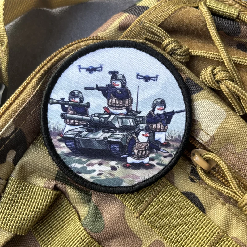 Parche táctico pingüino militar con gancho y bucle para mochila