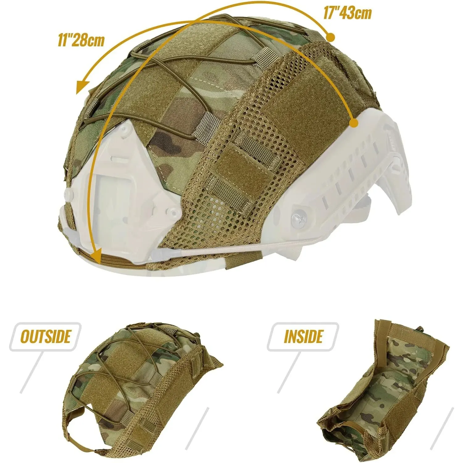 Cubierta de casco táctico para casco rápido, cubierta de cascos multicamuflaje, equipo de tiro de caza de Paintball militar, sin casco - imagen 4