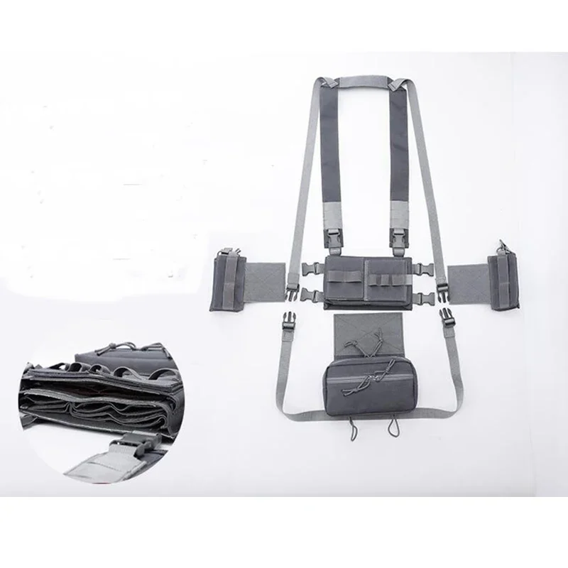 Chaleco táctico de nailon para taladro en el pecho, bolsa para revistas, funda, sistema Molle, accesorios de cintura para caza, equipos de equipo - imagen 3