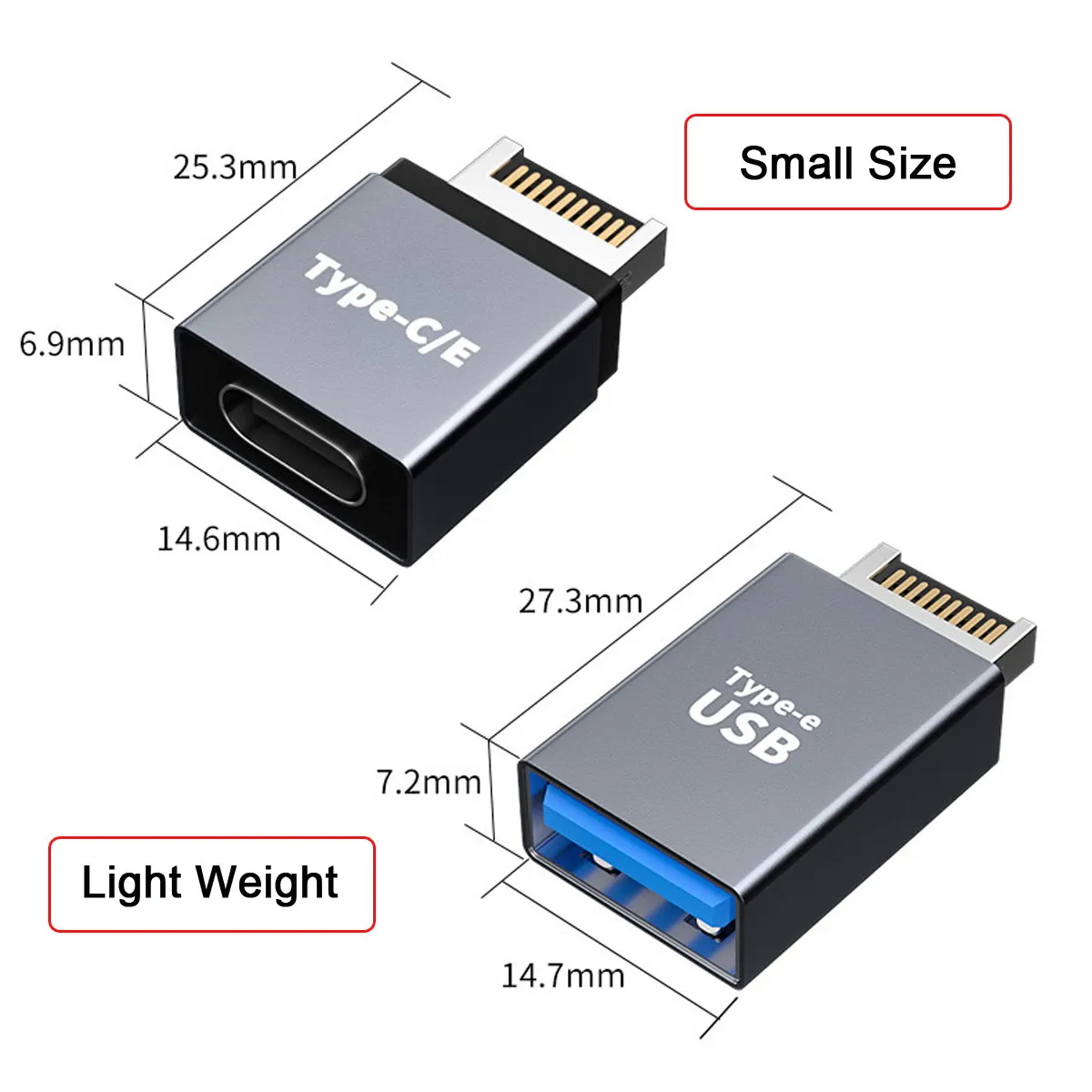 Adaptador de piezas tipo A y tipo C, cabezal macho tipo E A 2 USB-C, Panel frontal USB 3,1 - imagen 3