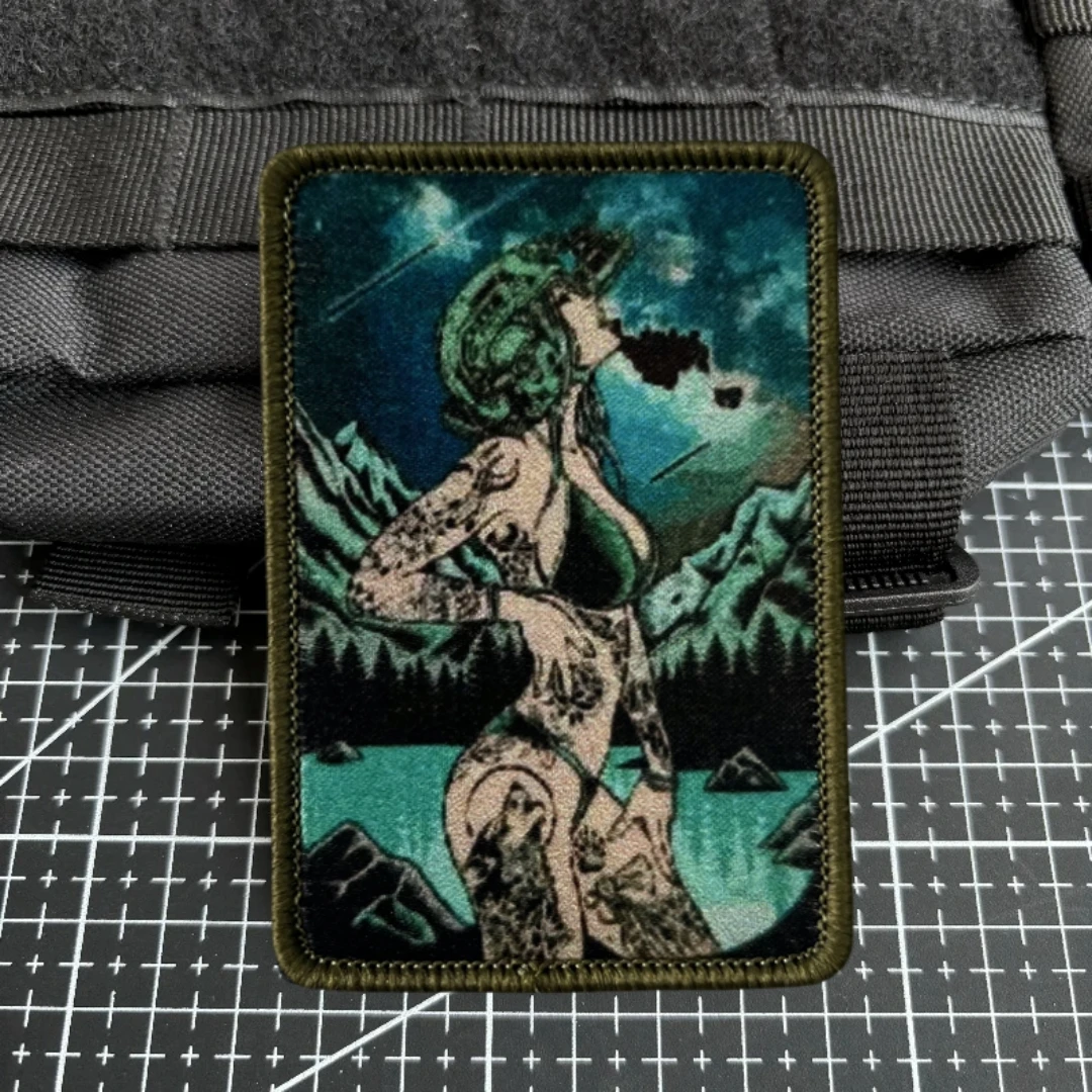 STARGAZING GIRL Morale Badge Patch Military Army Tactical Funny Printed Hook and Loop Patches for Clothing Backpack Stickers - imagen 5