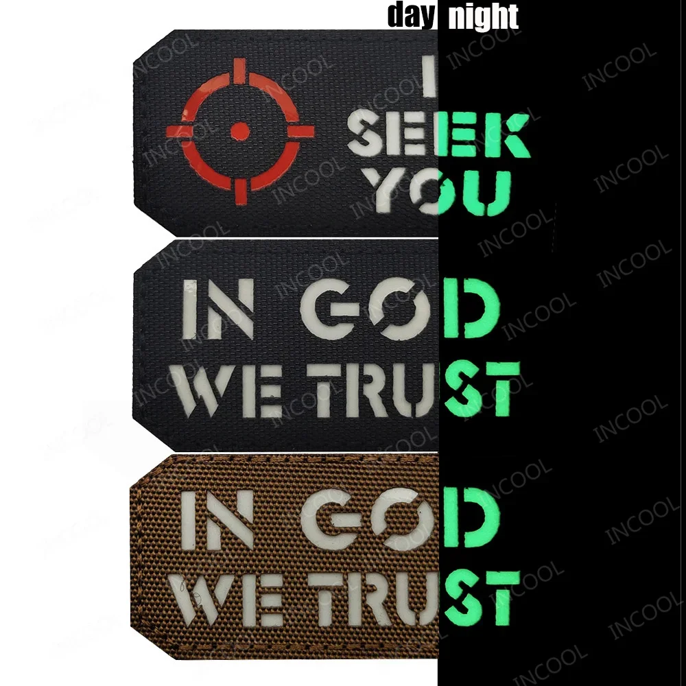 EN GOD WE TRUST, apliques de parches bordados, parches luminosos vikingos reflectantes IR, insignias de decoración táctica para chaquetas de ropa - imagen 2