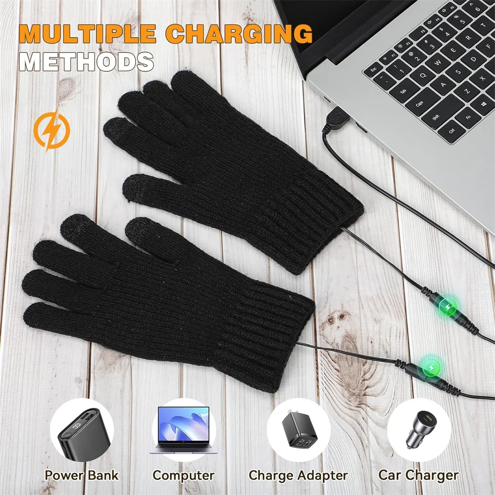 Guantes calefactables Guantes de invierno con pantalla táctil Calentador de manos térmico antideslizante Equipo al aire libre para deportes de esquí en clima frío - imagen 4