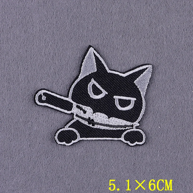 Parches de gato asesino en la ropa, ropa de animales divertidos, parches termoadhesivos para ropa, pegatinas, parche Hippie, insignias en mochila - imagen 3